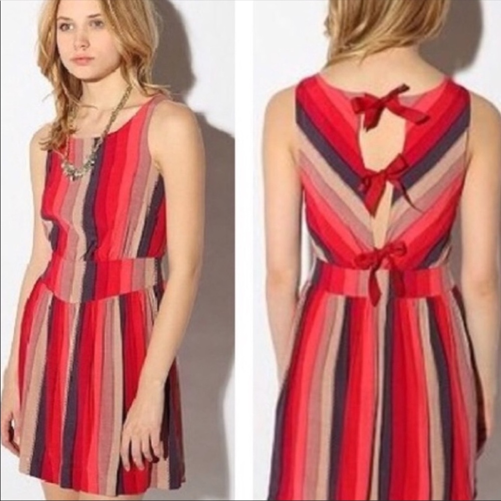 Red striped Tunic with back ribbon details